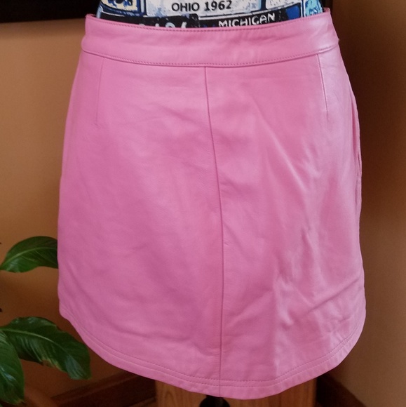 WILSON'S LEATHER MAXIMA PINK LEATHER MINISKIRT! - Picture 3 of 8